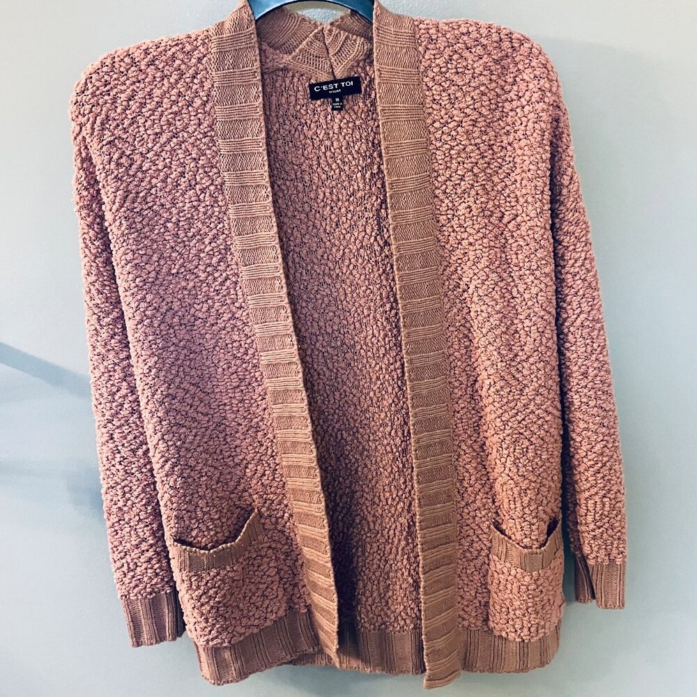 C'est Toi Tricot Open Front Cardigan Sweater Dusty Pink Size Medium🙂